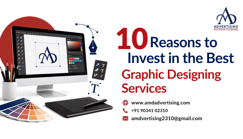 Best Graphic Designing Services banner showcasing professional graphic design tools, branding elements, and creative visuals that help businesses improve brand identity, visibility, and marketing performance.