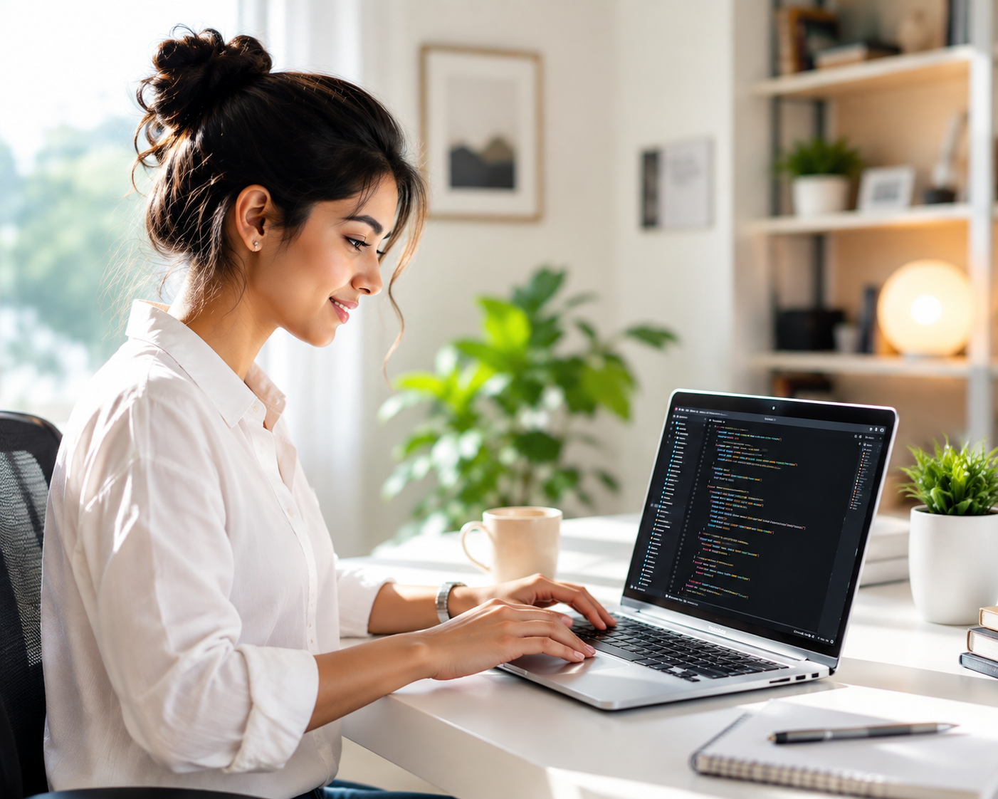 Lady working on a laptop