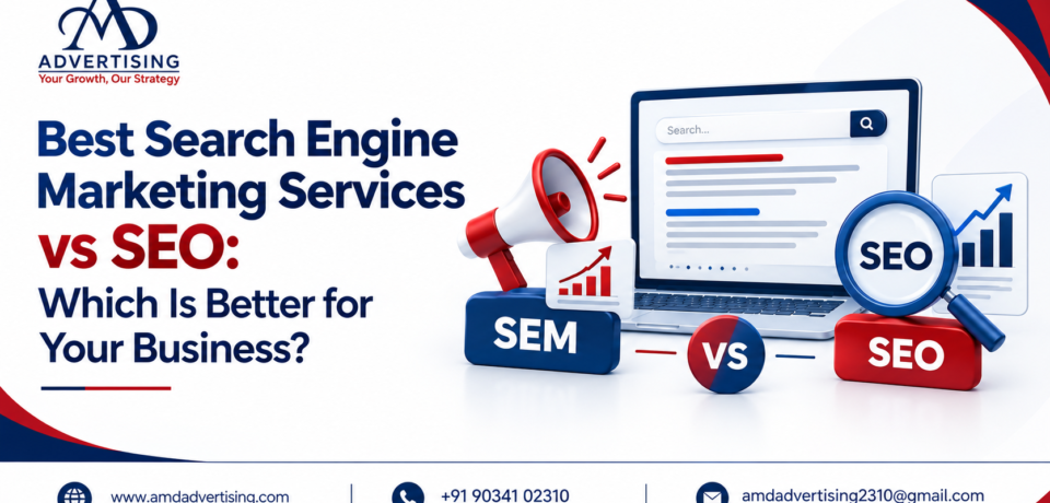 Get the Best Search Engine Marketing Services to increase online visibility, drive targeted traffic, and generate quality leads. Grow your business with AMD Advertising.
